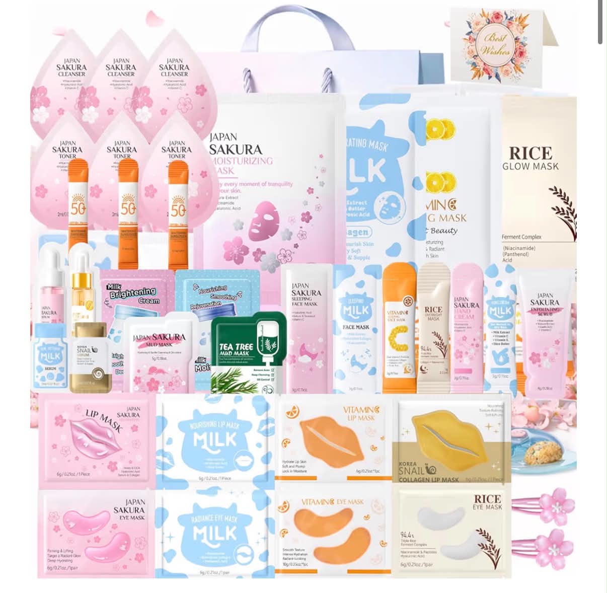 39 pcs Ultimate Discovery Skin Care Gift Set, Girls Pamper Set, Luxury Face Mask Set With Serum,Cream,SPF50&Accessories, Pamper Kit For Women, Teen, Travel Skincare Set,