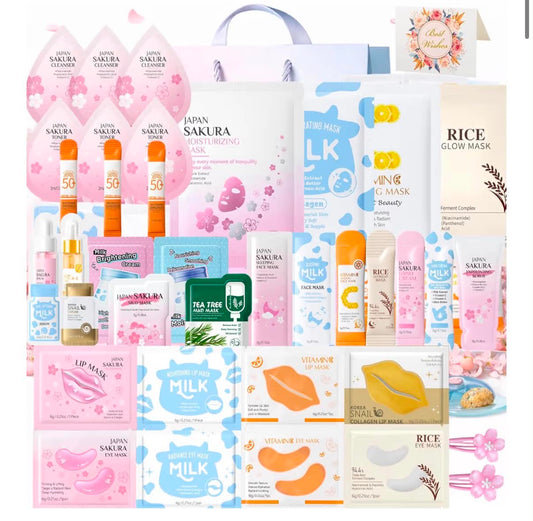 39 pcs Ultimate Discovery Skin Care Gift Set, Girls Pamper Set, Luxury Face Mask Set With Serum,Cream,SPF50&Accessories, Pamper Kit For Women, Teen, Travel Skincare Set,