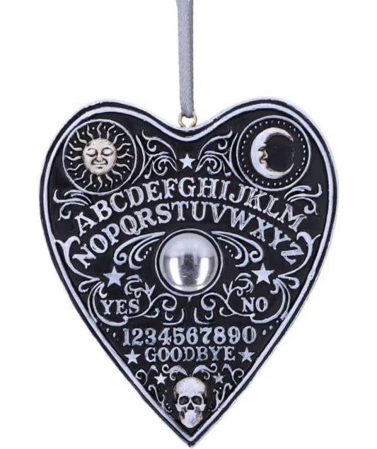 Spirit Board Planchette Hanging Ornament 8.5cm, Resin, Black, Spirit Board Hanging Ornament, Gothic Alternative Festive Decoration, Cast in the Finest Resin,