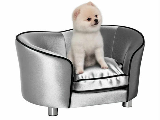 PawHut Dog Sofa Pet Chair, Kitten Bed Couch w/Wooden Frame, Removable Cushion