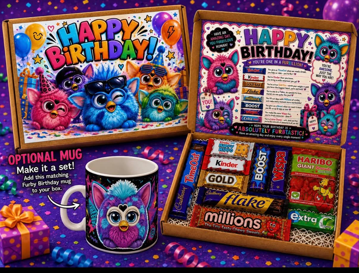Furby Birthday Chocolate Sweet Snack Box – Fun Gift Present for Kids