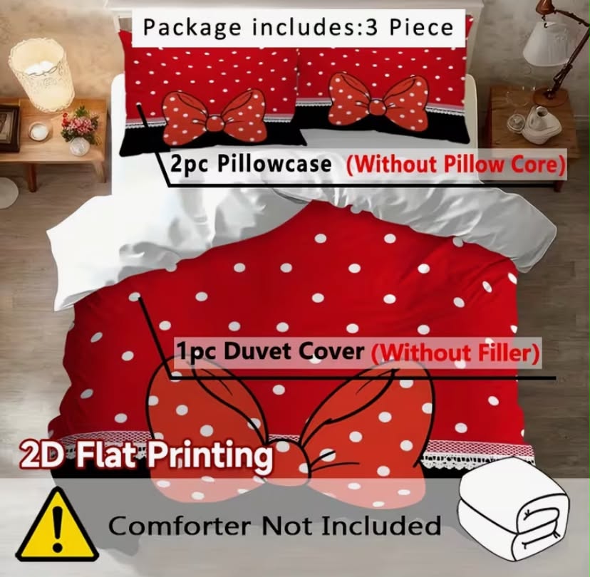 Red Bow White Polka Dot Pattern Bedding,