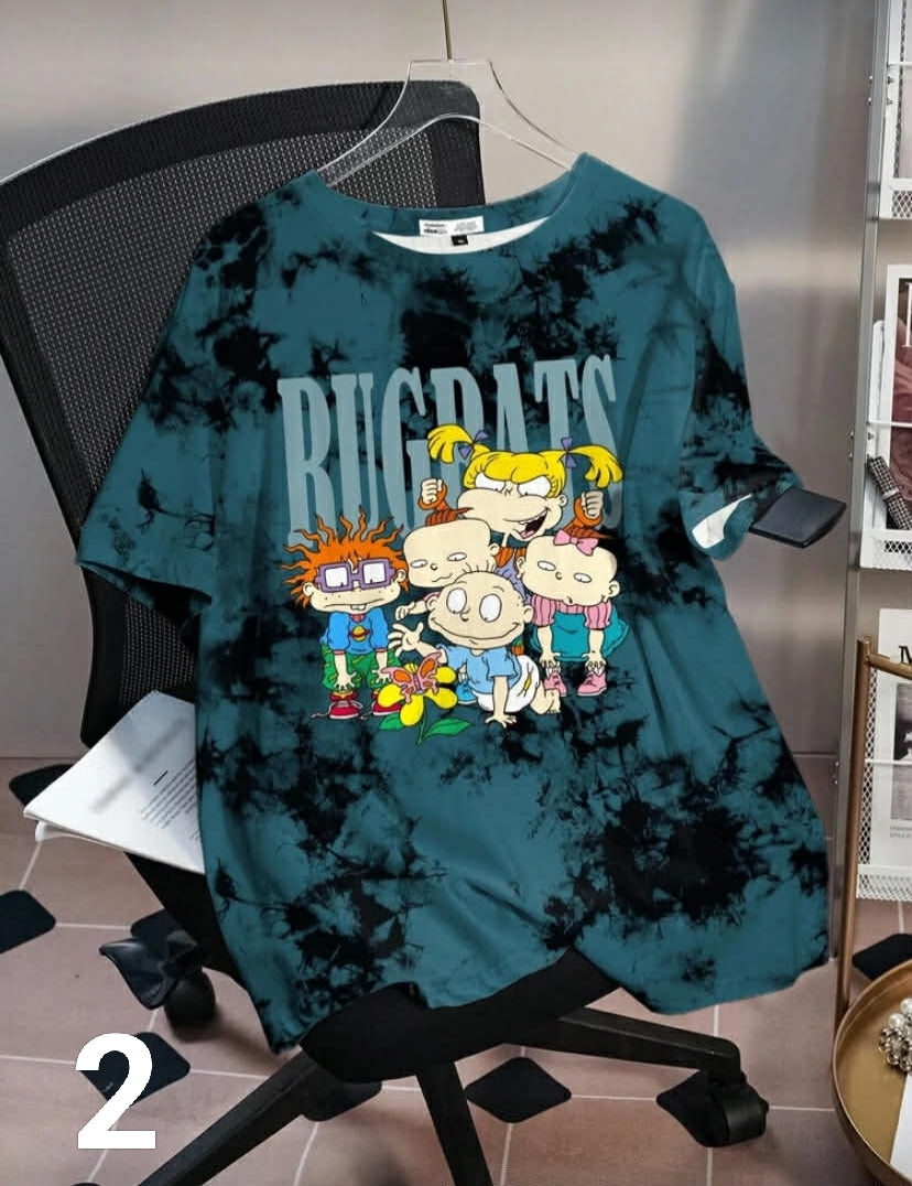 Cartoon Graphic Round Neck Short Sleeve T-Shirt, Summer