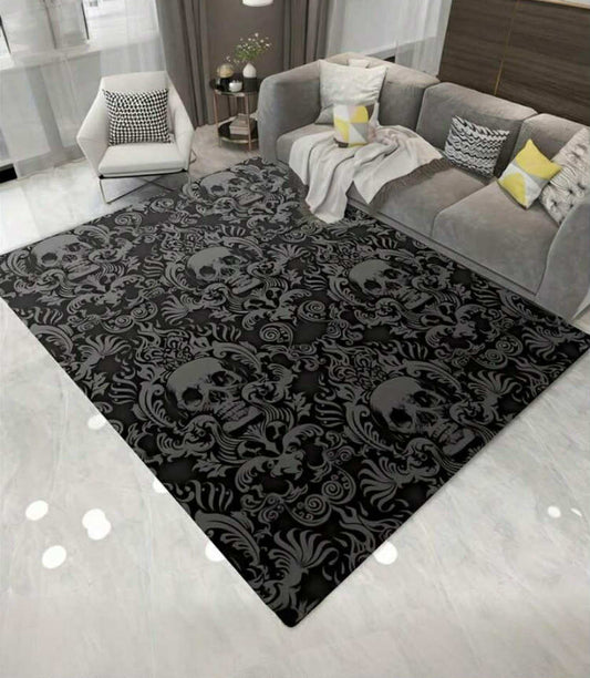 Ultra Soft Plush Gothic Personalized Skull Print Floor Mat (80 x 120)