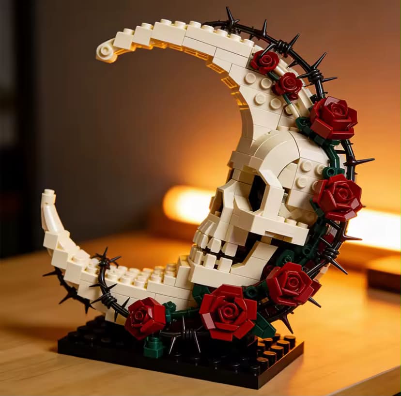 Darkness Moon Skull Flower Assembly Building Blocks