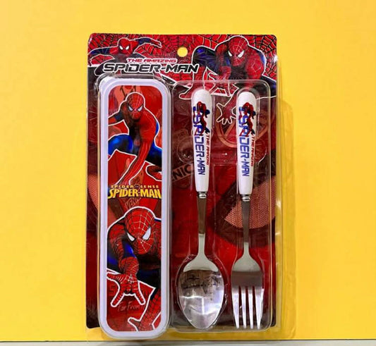 2pcs/Set Superhero Cartoon Shaped Cutlery Set, Spoon And Fork, Anime Character Party Supplies