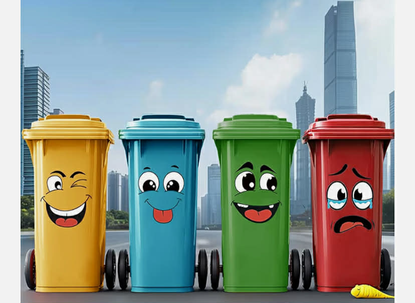4 Pcs Funny Trash Garbage Can Stickers-6.8in x 8.3in