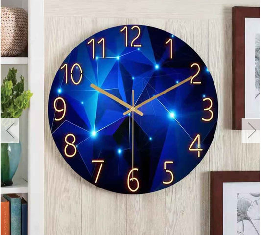 Dark Blue Wall Clock Silent Quartz