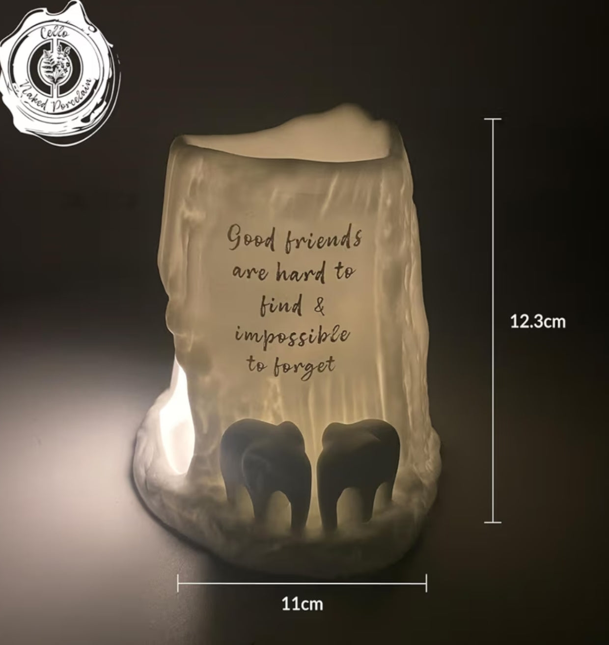 Elephant Tealight Burner - Good Friends Are Hard to Find & Impossible to Forget