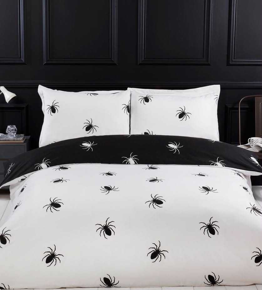 Black Spider Microfibre Duvet Set Double Multi - Multi