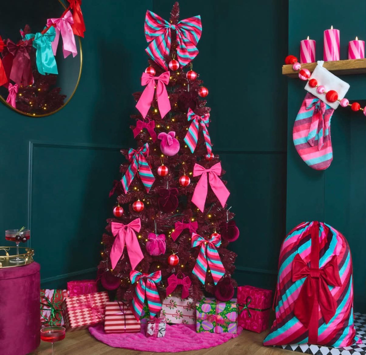 Artificial Autumn / Christmas Tree, Burgundy - 6ft