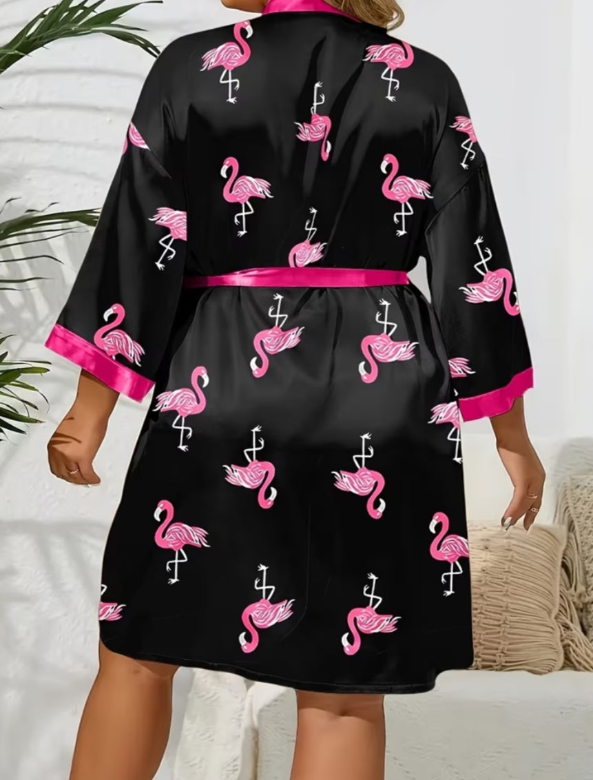Plus Size Satin Robe