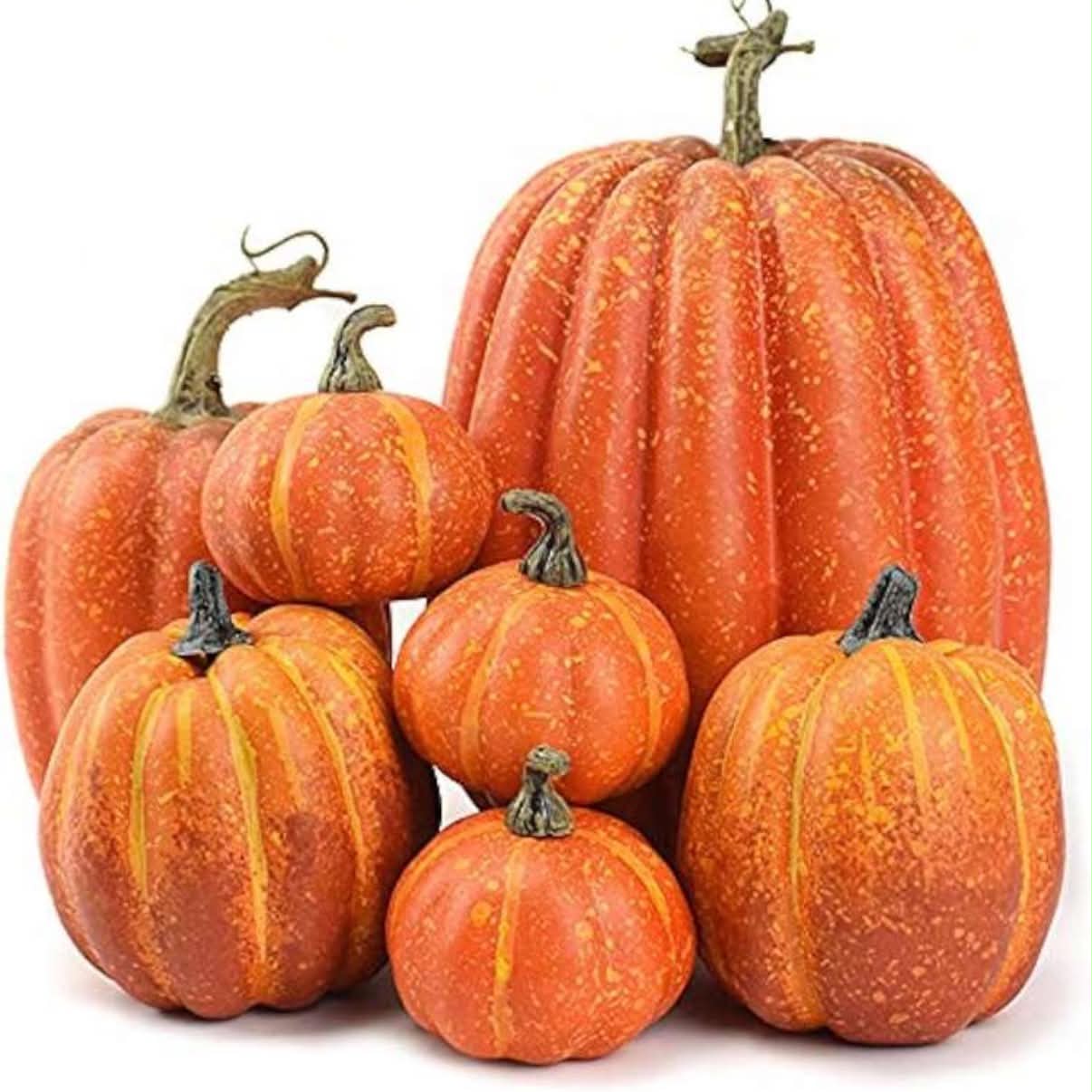 7 Pieces Artificial Pumpkins, Fall Decorations, White Pumpkins,