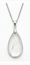Clear Quartz tear drop pendant with silver chain