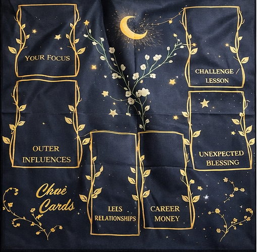 "Lunar Guidance" Multi-Topic Tarot Spread Altar Cloth
